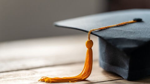 Die Ehrenprofessur wird auf Vorschlag des Hessischen Wissenschaftsministers durch Kabinettsbeschluss verliehen. Doktorhut in der Nahaufnahme