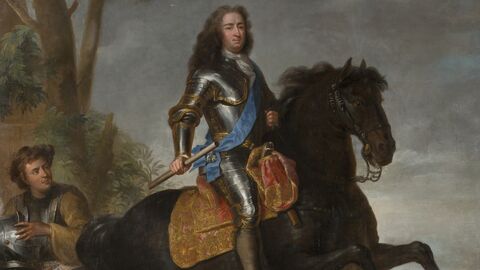 Landgraf Carl von Hessen-Kassel  hat Hessens Geschichte geprägt Das Genälde "Reiterbildnis von Landgraf Carl": Zu sehen ist der Landgraf zu Pferde im Dreiviertelprofil. Er sitzt auf einem Rappen und trägt eine Rüstung. Links neben dem steigenden Pferd, am Bildrand, steht ein Knappe.