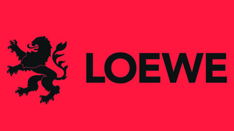 Eine rote Kachel mit LOEWE-Logo: Dem Schriftzug "LOEWE" und dem Wappenlöwen