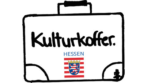 Der Kulturkoffer fördert Angebote, die vor allem Kindern und Jugendlichen Lust auf Kultur machen Das Logo vom Kulturkoffer: Ein Koffer mit dem Schriftzug Kulturkoffer" und dem Hessenlogo