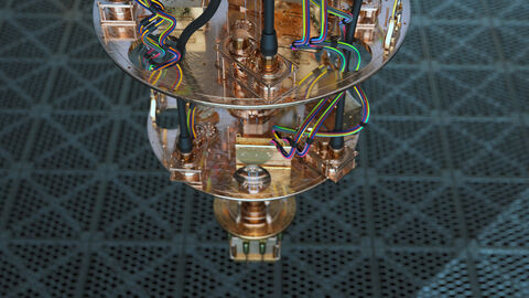 Komponente eines Quantencomputers aus der Nähe Komponente eines Quantencomputers aus der Nähe