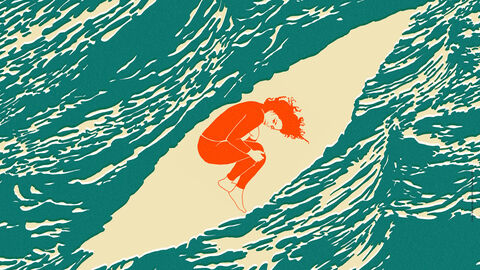 Plakat des Films "The other side of the river": Es zeigt ein Surfbrett im Wasser