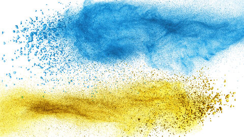 Blaue und gelbe Farbe, die die ukrainische Flagge stilisieren