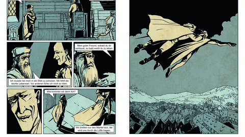 Musterseiten aus dem Graphic Novel "Faust" des Verlags Faust Editionen.