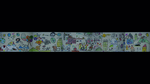 Klasse 2c der Carl-Anton-Henschel-Schule, Kassel, Kategorie Kleiner Anerkennungspreis Schulklasse: Ein vier Meter langes, aus mehreren Stücken zusammengesetztes Bild mit verschiedenen Szenen zum Thema Respekt: Es geht zum Beispiel um Tierschutz, Umweltschutz und ein freundliches Miteinander 