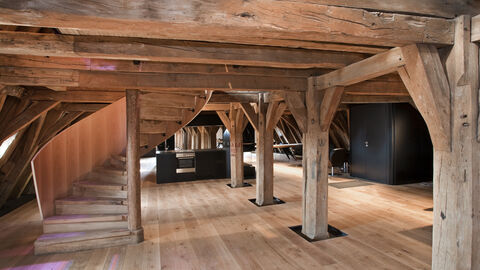 Der hölzerne Dachstuhl im Solmser Schloss