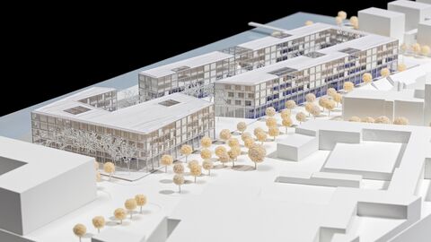 Modell der Neubauten für die Hochschule für Gestaltung Offenbach Modell der Neubauten für die Hochschule für Gestaltung Offenbach