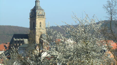 Blick auf die evangelische Stadtkirche in Bad Wildungen.