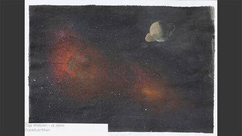 Blick ins Weltall mit einem Planeten