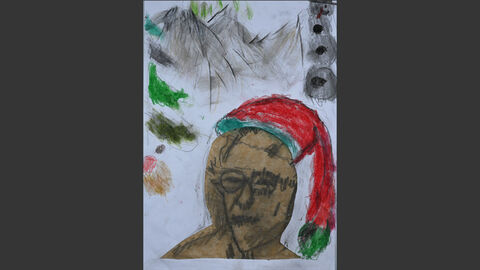 Konrad Zuse mit Weihnachtsmütze.