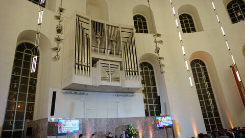 Impressionen der Konferenz Demokratischer Zusammenhalt in der Frankfurter Paulskirche. Detailansicht der Paulskirche