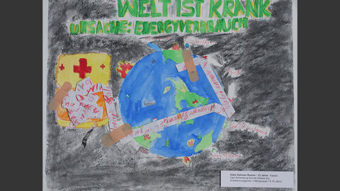 Eine Weltkugel mit Pflastern