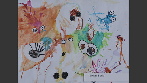 Bunte Gesichter, aus Farbklecksen geformt