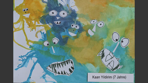 Bunte Gesichter, aus Farbklecksen geformt