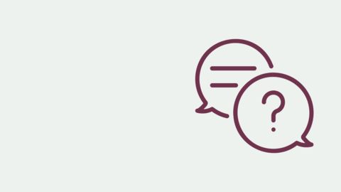 Grafik zweier Sprechblasen mit Fragezeichen und Linien.