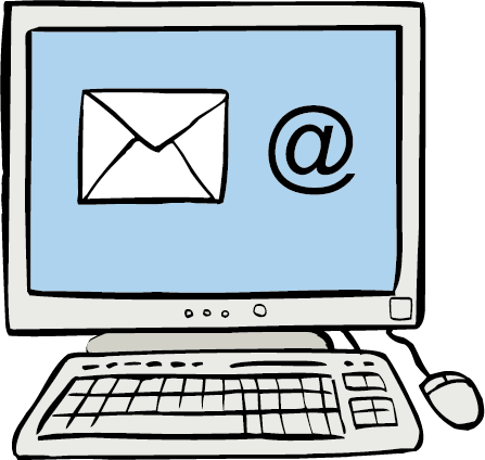 Computer-E-Mail Elektronische Post verschickt man mit dem Computer.
