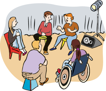 Diese Menschen wollen zusammen Theater spielen.